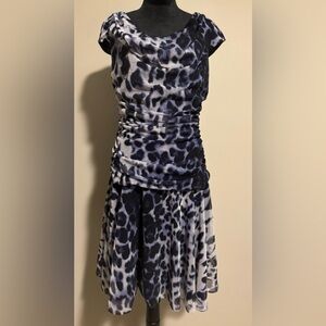 EUC Sophia Christina Purple and Black Sleeveless Animal Print Dress size 16